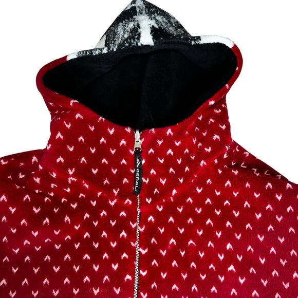 Vintage Denali Coat fleece Womens Red Reversible Forrest Wolf nature size large - Picture 4 of 10